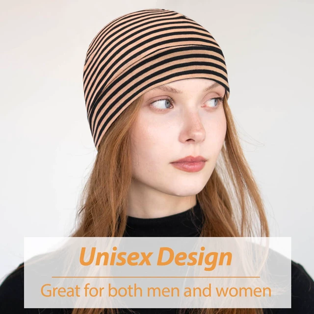 Alt view image 5 of 7 - Qearl 3 Pcs Cotton Skull Caps Beanie Sleeping Hats for Men Women Multicolor | Lightweight, Soft & Breathable, Helmet Liner for Cycling & Running