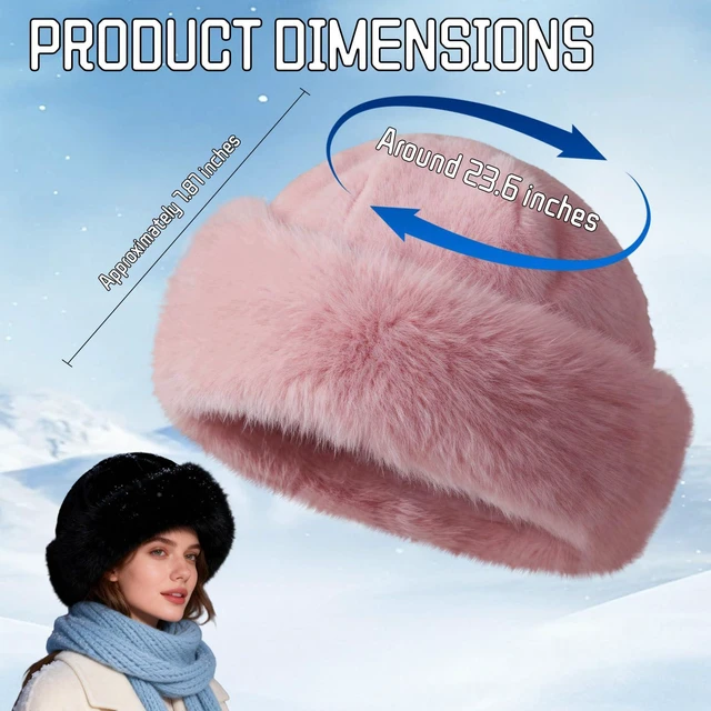 Alt view image 2 of 7 - Womens Winter Faux Fur Bucket Hat,Warm Plush Fluffy Furry Mink Hats (Black) | Winter Thickened, Fisherman Cap, for Women