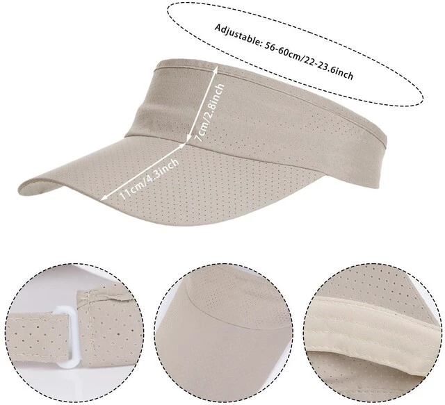 Alt view image 3 of 7 - Jmkcoz Sports Sun Visor Hats Adjustable Cooling Athletic Visors Hat Baseball Cap for Women Men Golf Tennis Cycling Running (US, Alpha, One Size, Khaki)