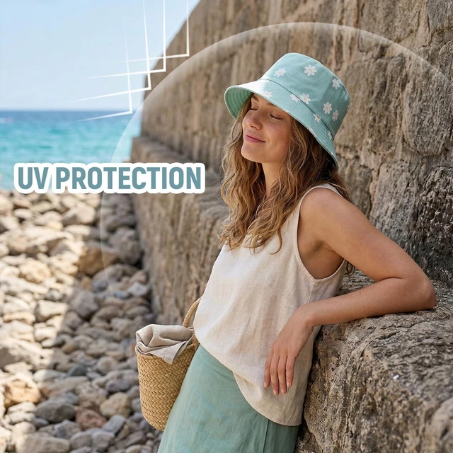 Alt view image 5 of 7 - YKYUASD Bucket Hat for Women Men Fishing Hats Cute Beach Sun Hat for Outdoor Travel Foldable Reversible Double-Side-Wear Lemon Green