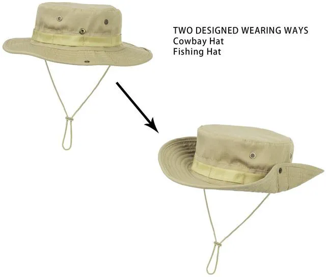 Alt view image 2 of 6 - Summer Sun Hats for Men-Women Outdoor UV Protection Fishing Hat Foldable Boonie Hat Hiking Beach Hat Khaki Beige