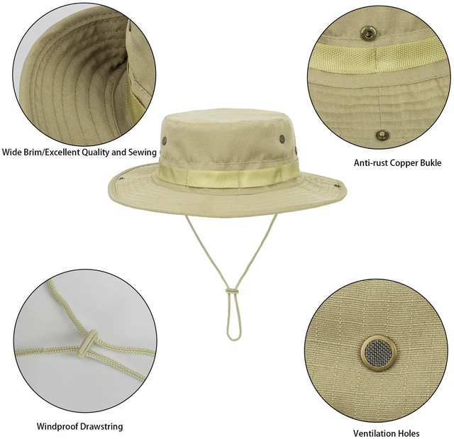 Alt view image 4 of 6 - Summer Sun Hats for Men-Women Outdoor UV Protection Fishing Hat Foldable Boonie Hat Hiking Beach Hat Khaki Beige