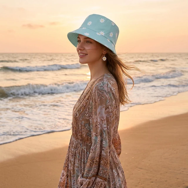 Alt view image 6 of 7 - YKYUASD Bucket Hat for Women Men Fishing Hats Cute Beach Sun Hat for Outdoor Travel Foldable Reversible Double-Side-Wear Lemon Green