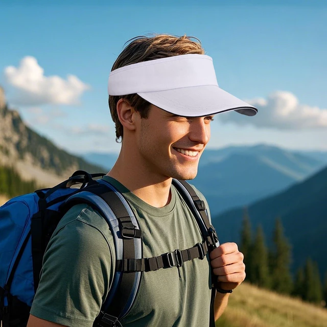 Alt view image 7 of 7 - choyaxo Sun Visor Hat UV Protection Beach Hat Golf Cap for Men Women Summer Beach Pool Sports Golf White