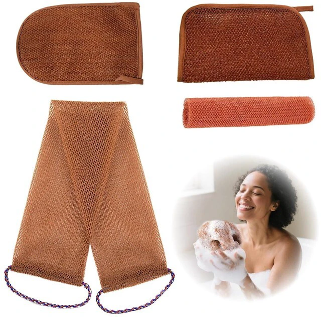 Main image of Waaqkid 4 PCS African Net Sponge with Handles, Exfoliating African Net Washcloth for Face & Back
