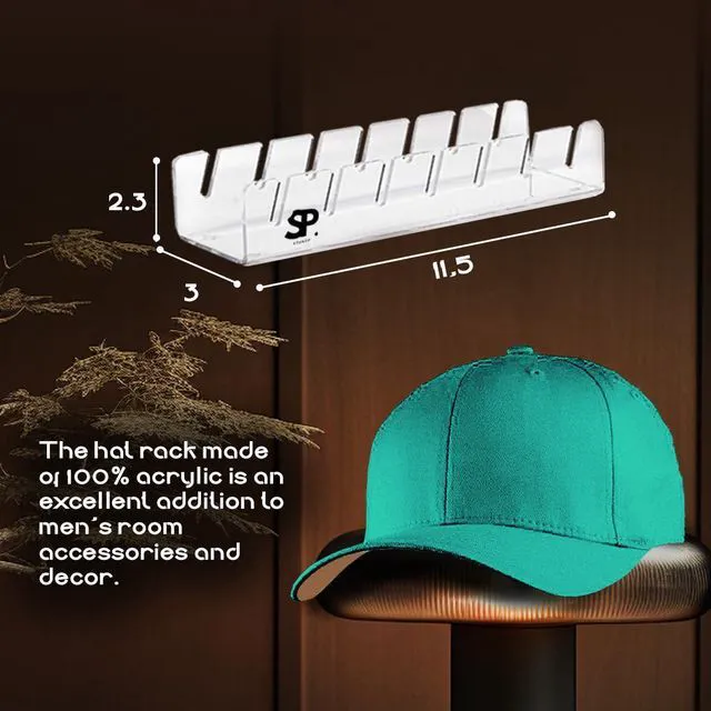 Alt view image 4 of 5 - STUNGP 2-Pack No-Install Hat Stand Organizer for Baseball Caps Clear Acrylic Cap Holder Rack Display, Stores 14 Hats, Space-Saving Baseball Cap Organizer for Closet or Shelf