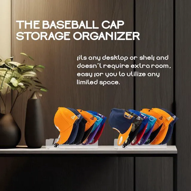 Alt view image 5 of 5 - STUNGP 2-Pack No-Install Hat Stand Organizer for Baseball Caps Clear Acrylic Cap Holder Rack Display, Stores 14 Hats, Space-Saving Baseball Cap Organizer for Closet or Shelf