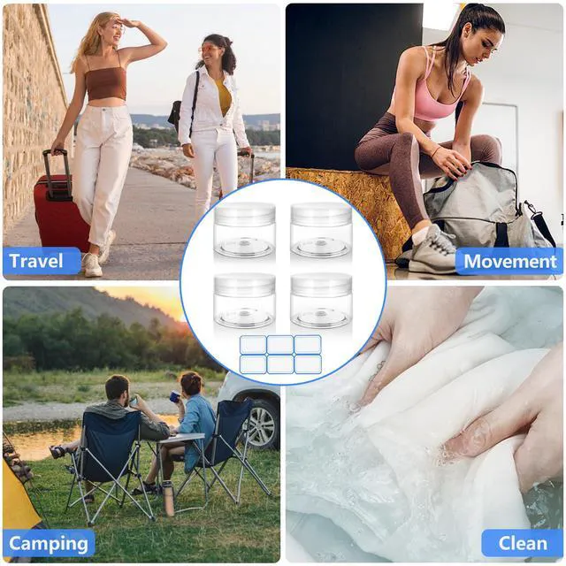 Alt view image 5 of 6 - 4 Pack 1 Oz (30ml) travel containers for creams Leak Proof with Labels