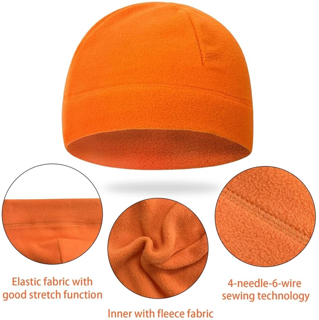 Alt view image 2 of 7 - Beanie Hunting Hat Orange Hunter Hat Fits Under Motorcycle Helmets for Men Cold Weather Windproof