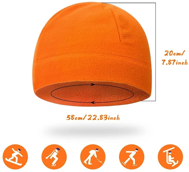 Alt view image 3 of 7 - Beanie Hunting Hat Orange Hunter Hat Fits Under Motorcycle Helmets for Men Cold Weather Windproof