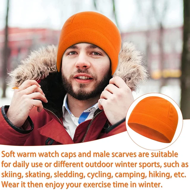 Alt view image 7 of 7 - Beanie Hunting Hat Orange Hunter Hat Fits Under Motorcycle Helmets for Men Cold Weather Windproof
