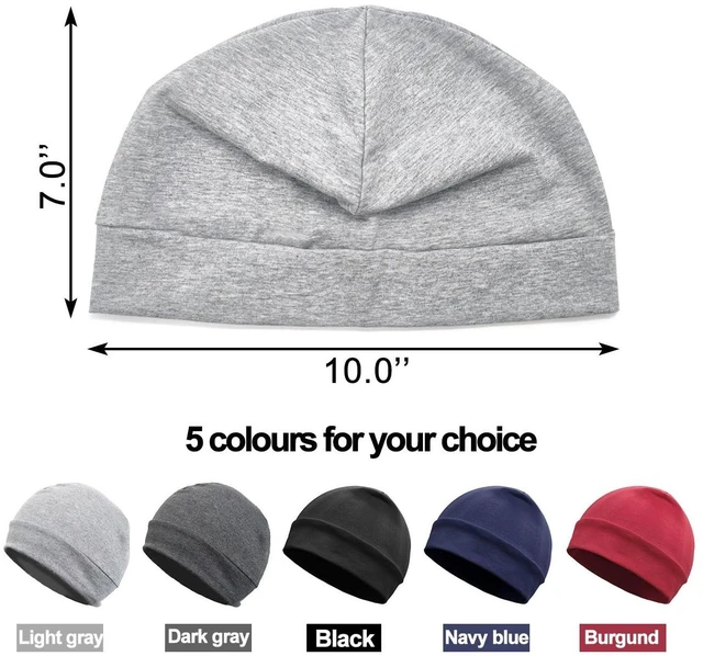 Alt view image 2 of 5 - Unisex Cotton Beanie Hat Thin Running Skull Cap Winter Summer Sports Hat Chemo Cap Multifunctional Lightweight Helmet Liner Night Sleep Cap Beanies Hat for Men Women (Light Gray)