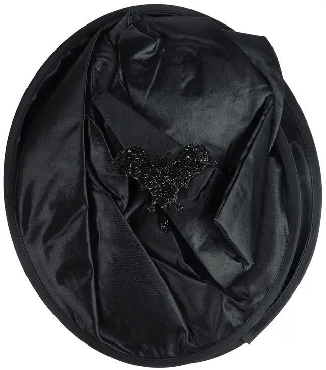 Alt view image 5 of 7 - SIQITECHNO Halloween Witch Hat With Spider Bat Black ruched Wizard Cap for Halloween Party Decoration Witch Cosplay Costume Accessory