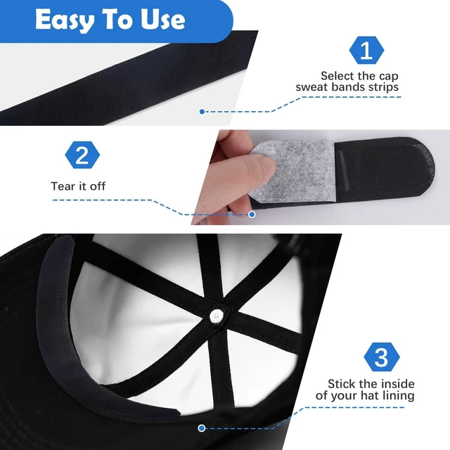 Alt view image 5 of 7 - 40 Pcs Hat Sweat Liner Cap No Sweat Hat Liners Sweatband for Men | Hard Hats Sweat Protector Bands Guard Insert Accessories Self-Adhesive Disposable Hats Liner Sweatband Baseball Golf