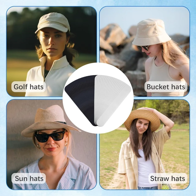 Alt view image 7 of 7 - 40 Pcs Hat Sweat Liner Cap No Sweat Hat Liners Sweatband for Men | Hard Hats Sweat Protector Bands Guard Insert Accessories Self-Adhesive Disposable Hats Liner Sweatband Baseball Golf