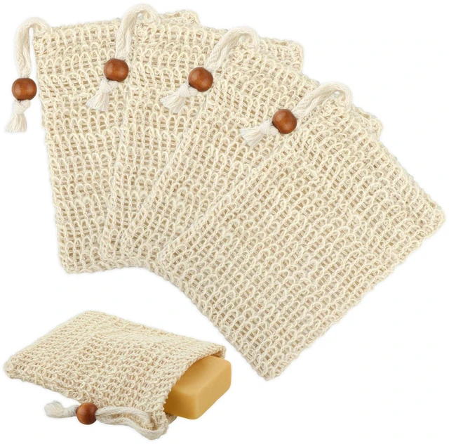 Main image of Ouligay 4pcs Soap Bags, Natural Sisal Soap Saver Bag, Exfoliating Soap Pouch, Soap Scrubber Pouch, Plastic-Free Exfoliating Foaming and Drying Soap Holder for Shower