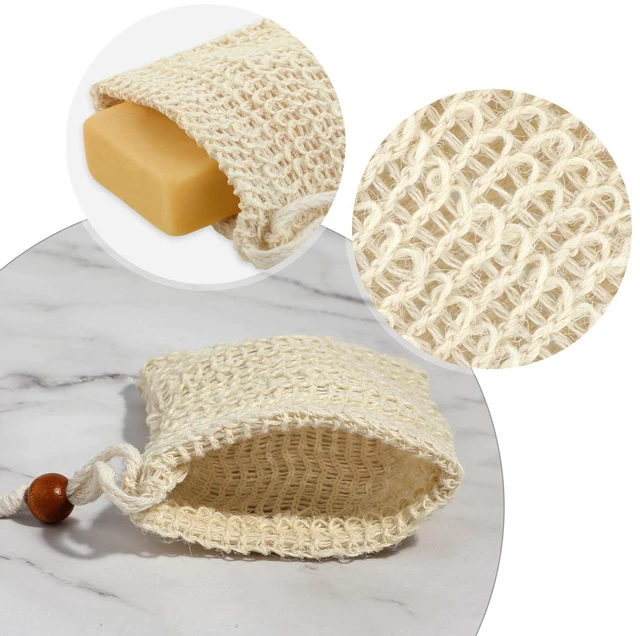 Alt view image 7 of 7 - Ouligay 4pcs Soap Bags, Natural Sisal Soap Saver Bag, Exfoliating Soap Pouch, Soap Scrubber Pouch, Plastic-Free Exfoliating Foaming and Drying Soap Holder for Shower