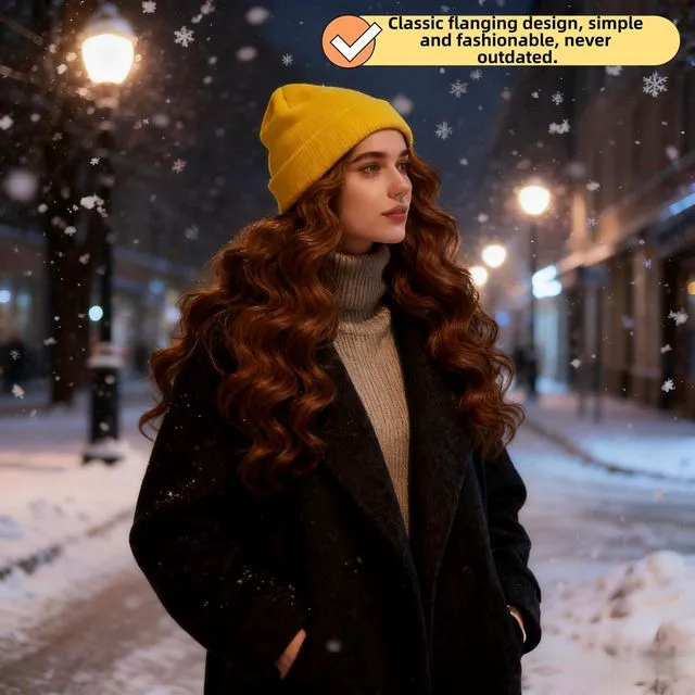 Alt view image 2 of 7 - Ultra Soft Stretch Unisex Winter Beanie Hat -One Size Fits All (Yellow) | Unisex Winter Knit Fisherman Cap for Men & Women Yellow