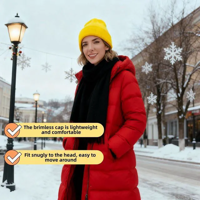 Alt view image 3 of 7 - Ultra Soft Stretch Unisex Winter Beanie Hat -One Size Fits All (Yellow) | Unisex Winter Knit Fisherman Cap for Men & Women Yellow