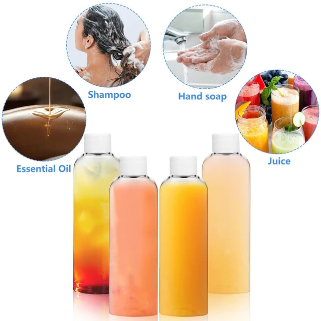 Alt view image 5 of 6 - 4 Pack 3.4 Oz (100ml) Clear Plastic Shot Bottles with caps | Travel Bottles for Health, Immunity, Wellness, Samples - Perfect for Ginger Juice & Personal Care on the Go