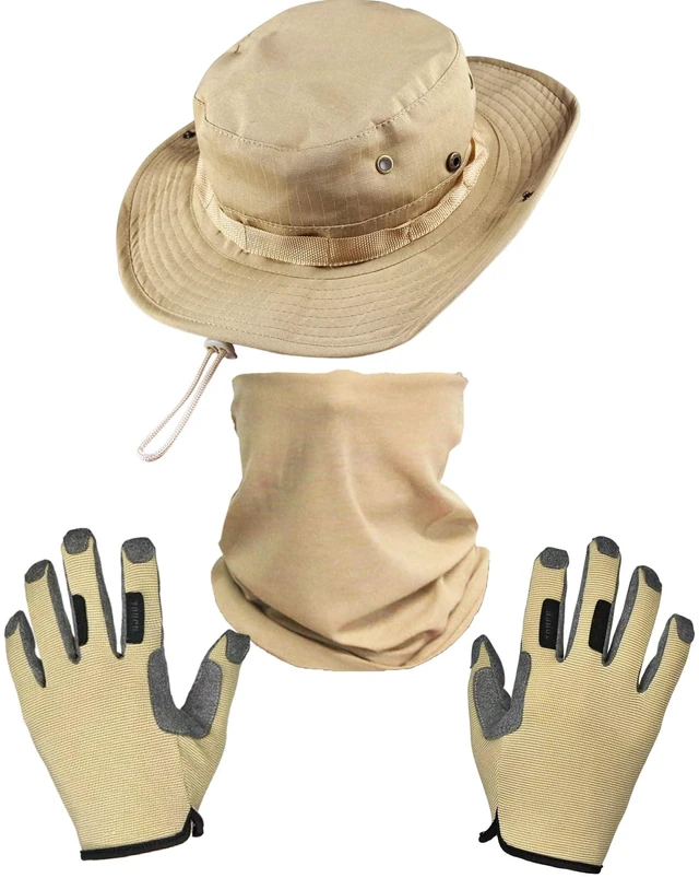 Main image of kolumb Boonie Hat with Gloves & Neck Gaiter, Men Women Camo Bucket Hats Wide Brim for Safari Military