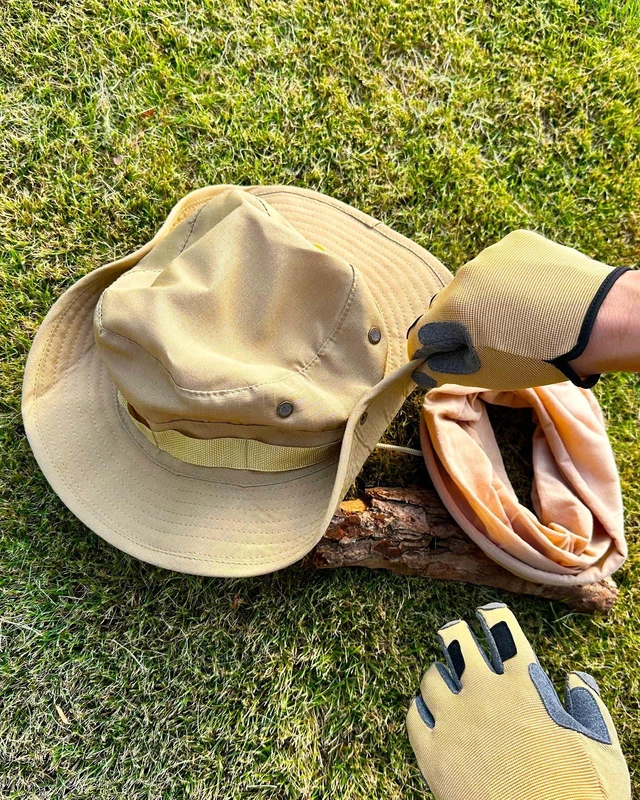 Alt view image 4 of 7 - kolumb Boonie Hat with Gloves & Neck Gaiter, Men Women Camo Bucket Hats Wide Brim for Safari Military
