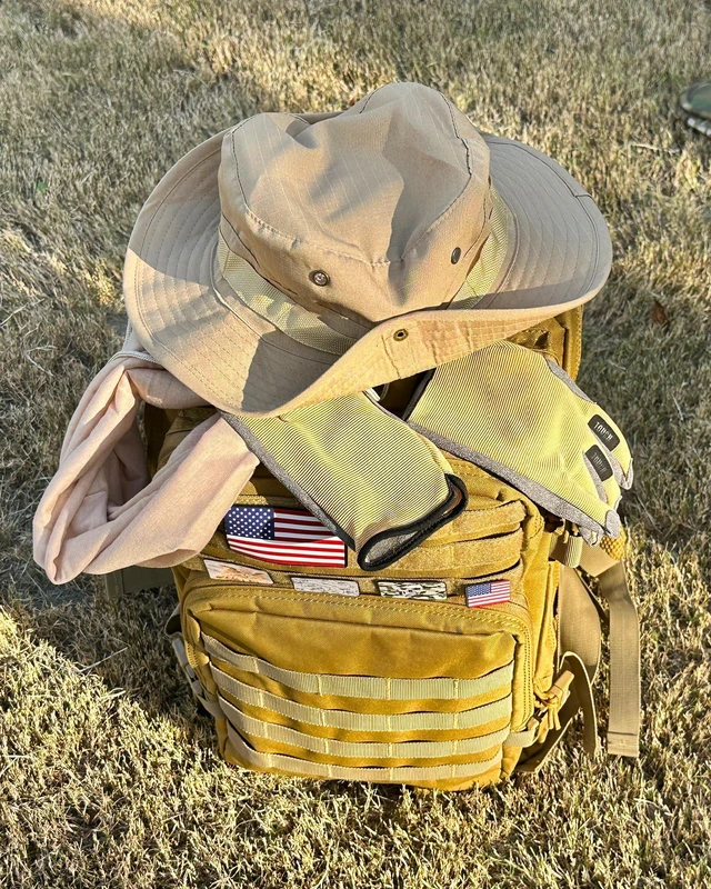 Alt view image 6 of 7 - kolumb Boonie Hat with Gloves & Neck Gaiter, Men Women Camo Bucket Hats Wide Brim for Safari Military