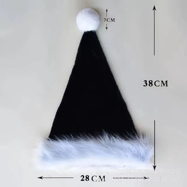Alt view image 4 of 6 - LKQBBSZ Black Santa Hat for Child Unisex Velvet Christmas hat Comfort Xmas Hat Extra Plush for Christmas New Year Festive Holiday Party