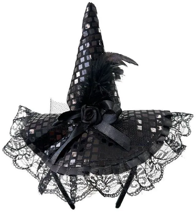 Main image of Wgudzpj Halloween Witch Hat for Women Headband Witch Hat Headpiece Party Cosplay Costume Favors Supplies Women Hats