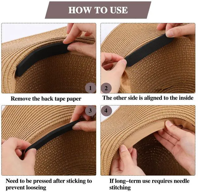 Alt view image 5 of 7 - 12-Pack Hat Size Reducer - Foam Tape for Hats & Caps - Sweatband Sizing Tape for Men & Women (Black)