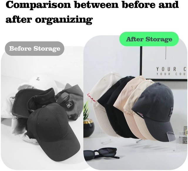 Alt view image 4 of 6 - Ausalivan Baseball Hat Organizer Rack,2 Pack Acrylic Baseball Caps Storage Holder for Closet,Retail Hat Display Stand for Vendors