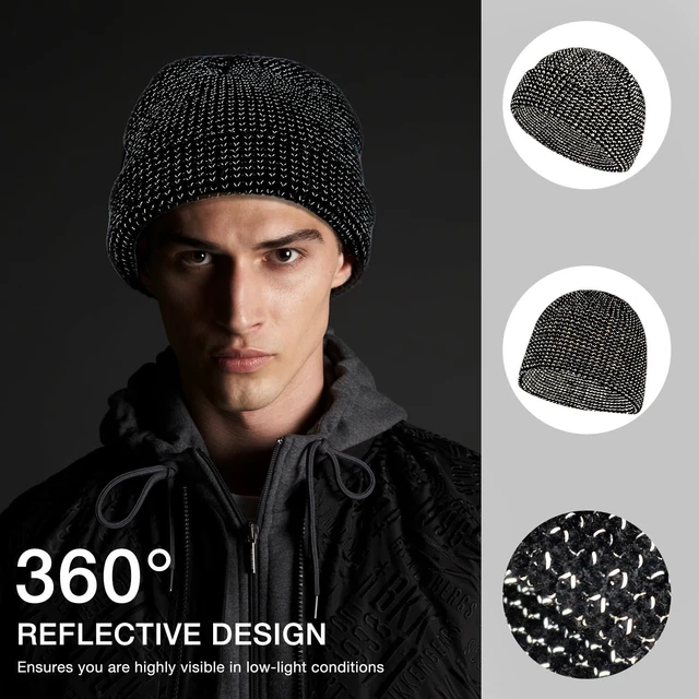 Alt view image 2 of 7 - Weflexus Flex Beanie 2.0 - Unisex Reflective Beanie for Winter Night Walks (Black - One Size)