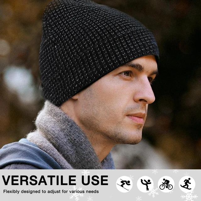 Alt view image 5 of 7 - Weflexus Flex Beanie 2.0 - Unisex Reflective Beanie for Winter Night Walks (Black - One Size)