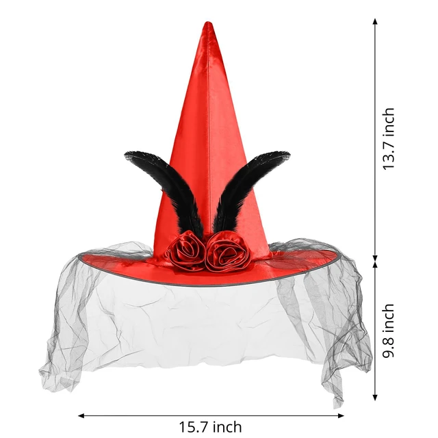 Alt view image 3 of 7 - FUSHENMU Halloween Witch Hat Women Witches Hat with Veil for Women Halloween Costume Party,Orange