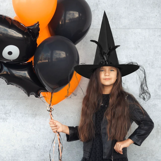 Alt view image 7 of 7 - FUSHENMU JXITON Halloween Witch Hat Women Witches Hat with Veil for Women Halloween Costume Party,Black