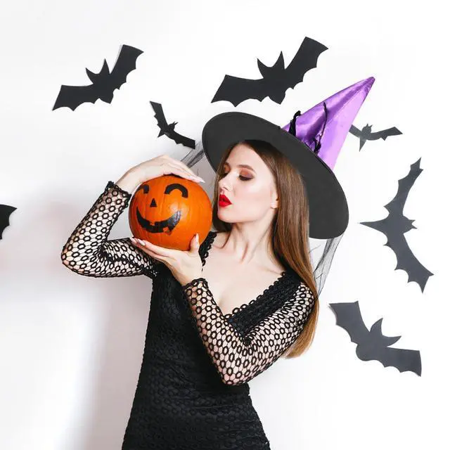 Alt view image 5 of 5 - FUSHENMU JXITON Halloween Witch Hat Women Witches Hat with Veil for Women Halloween Costume Party,Purple