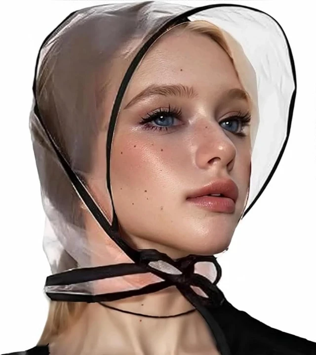 Main image of Hufopik 2 Pcs Women's Rain Bonnet with Visor Clear Waterproof Rain Bonnet Plastic Rain Hat for Women (Extra Thick)