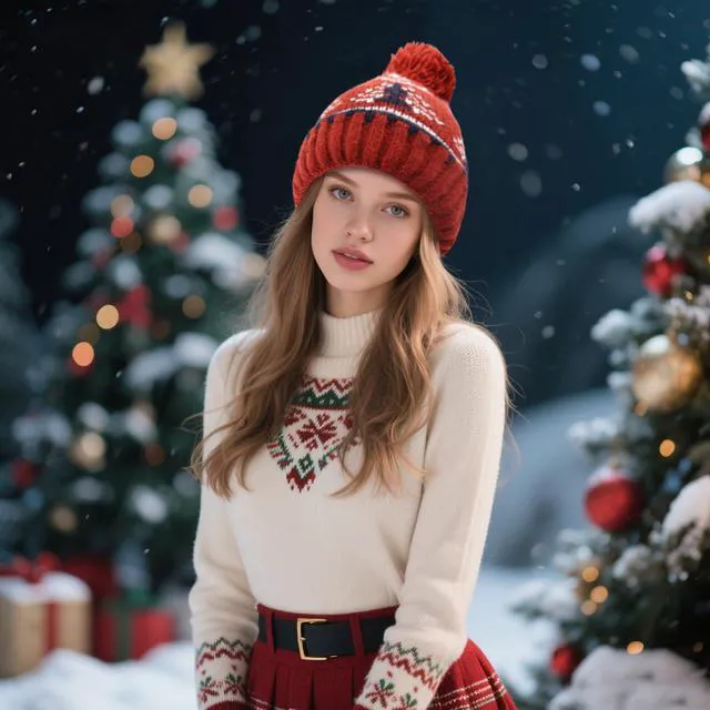Alt view image 4 of 7 - DOCILA Winter Knit Beanie Women Pom Pom Cable Knit Cuff Red Beanie Chunky Warm Snow Skii Stocking Cap for Festival Holiday