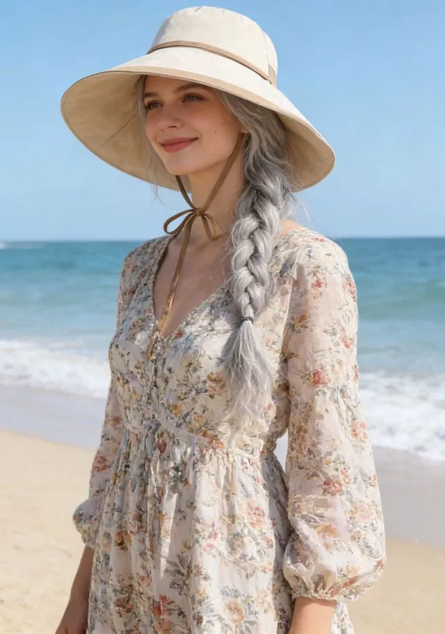 Alt view image 7 of 7 - Sun Hats for Women-Large Wide Brim-Summer UV-Protection Outdoor Fishing Hat