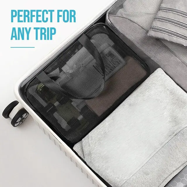 Alt view image 7 of 7 - Gocvo Mesh Shower Caddy Mash Shower Bag Black Portable Mesh Accessories Organizer Tote for Gym College Dorm Room (Black-Large)