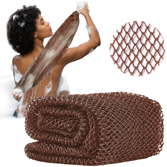 Main image of African Net Sponge Authentic, Exfoliating Bath Sponge, Brown | Body Scrubber Shower Loofah, Daily Use, Travel Portable, Bath Essentials
