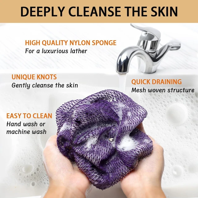 Alt view image 3 of 6 - African Net Sponge Authentic, Exfoliating Bath Sponge, Brown | Body Scrubber Shower Loofah, Daily Use, Travel Portable, Bath Essentials