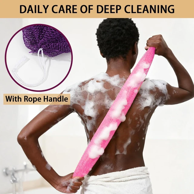 Alt view image 5 of 6 - African Net Sponge Authentic, Exfoliating Bath Sponge, Brown | Body Scrubber Shower Loofah, Daily Use, Travel Portable, Bath Essentials
