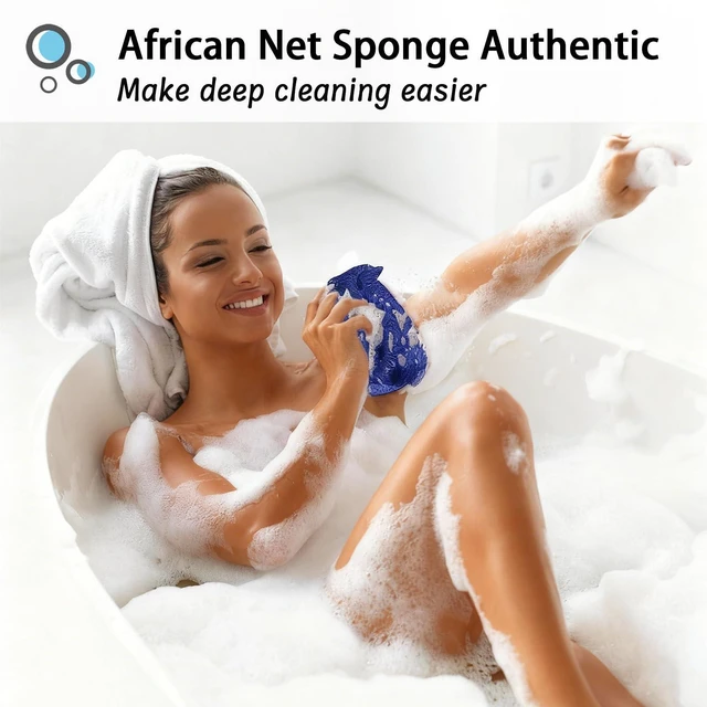Alt view image 2 of 6 - African Net Sponge Authentic, Exfoliating Bath Sponge, Brown | Body Scrubber Shower Loofah, Daily Use, Travel Portable, Bath Essentials