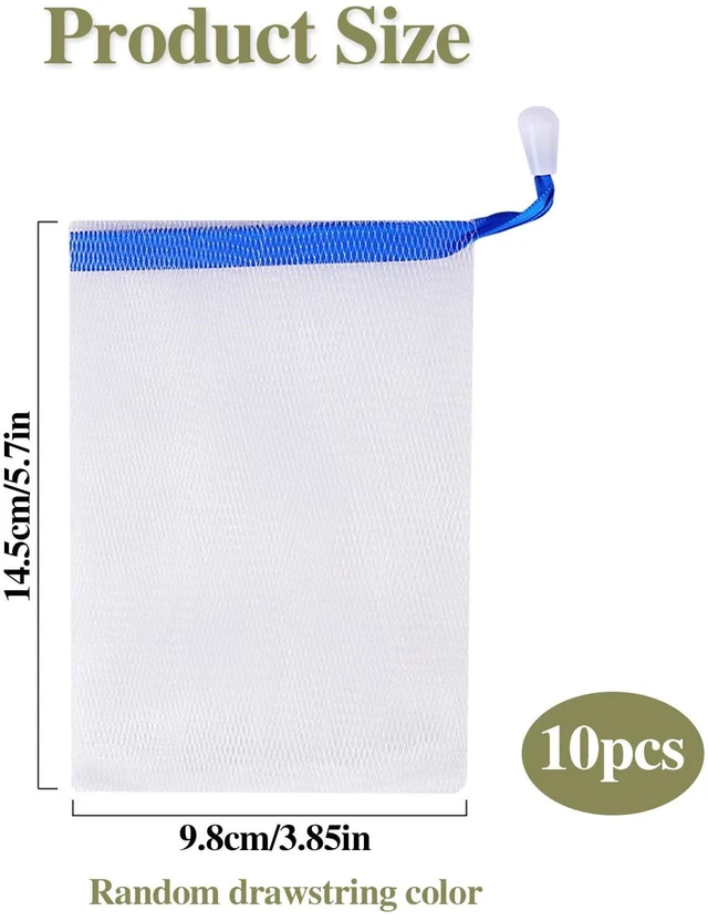 Alt view image 3 of 7 - 10 PCS Soap Bags Handmade Soap Bubble Mesh Bags Exfoliating Soap Saver Pouch Net Bags with Drawstring Body Facial Cleaning Tool for Bath & Shower (Assorted Colors)