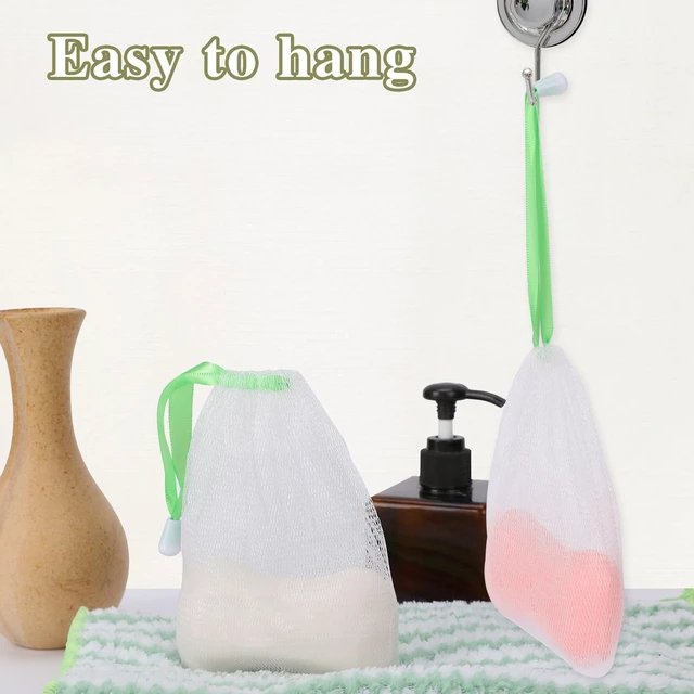 Alt view image 5 of 7 - 10 PCS Soap Bags Handmade Soap Bubble Mesh Bags Exfoliating Soap Saver Pouch Net Bags with Drawstring Body Facial Cleaning Tool for Bath & Shower (Assorted Colors)