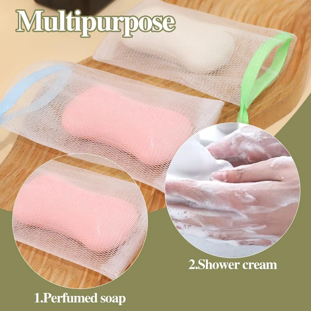 Alt view image 6 of 7 - 10 PCS Soap Bags Handmade Soap Bubble Mesh Bags Exfoliating Soap Saver Pouch Net Bags with Drawstring Body Facial Cleaning Tool for Bath & Shower (Assorted Colors)