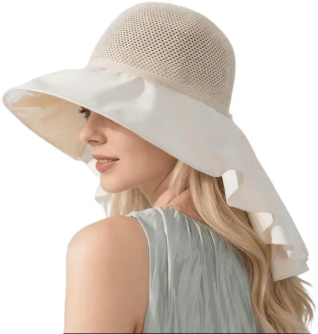 Main image of Women Sun Hats Wide Brim Foldable Bucket Cap Summer UV Protection Beach Hat