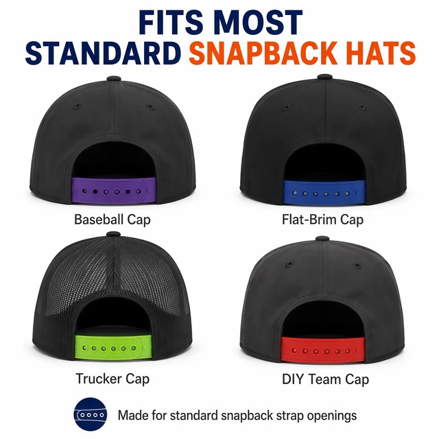 Alt view image 6 of 7 - Notoke 10 Pairs Snapback Strap Covers Hat Size Extender, 7-Hole Adjustable Hat Buckle Repair Kit for Baseball Cap, 10 Colors Plastic Fasteners Buckle Extender for Cowboy Snapback