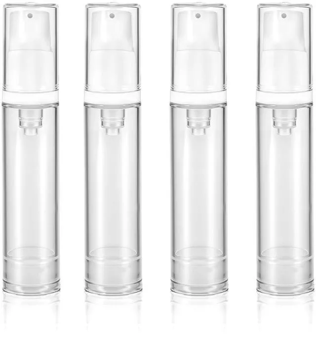Main image of 4 Pcs Empty Airless Pump Bottles, Refillable Clear Travel Pump Bottle Lotion Container Vacuum Cosmetic Container Presspump Bottle for DIY Foundation Gel Lotion Moisturiser Shampoo Toiletry(10ml)